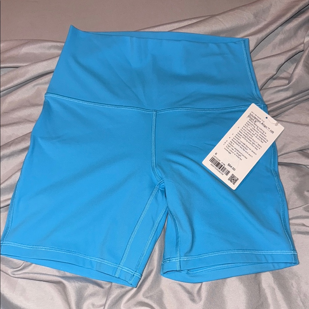 blue lululemon align shorts 6”